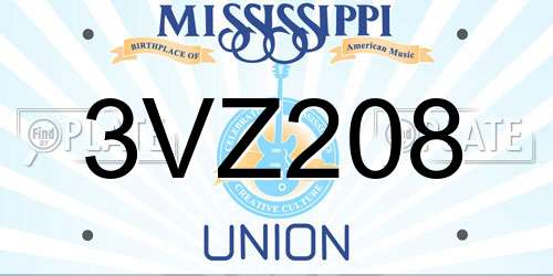 3VZ208 Mississippi License Plate