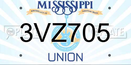 3VZ705 Mississippi License Plate