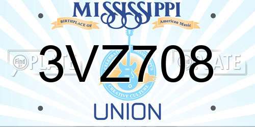 3VZ708 Mississippi License Plate