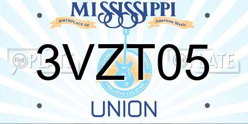 3VZT05 Mississippi License Plate