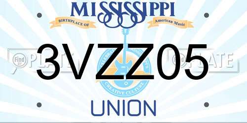 3VZZ05 Mississippi License Plate