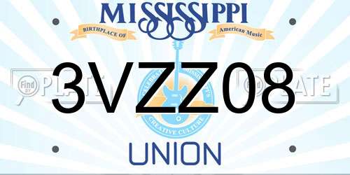 3VZZ08 Mississippi License Plate