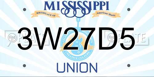 3W27D5 Mississippi License Plate