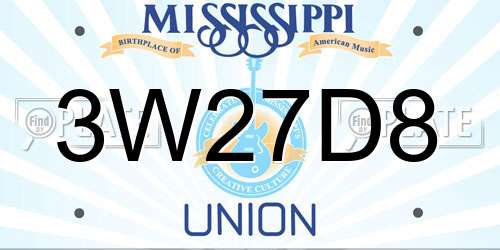 3W27D8 Mississippi License Plate