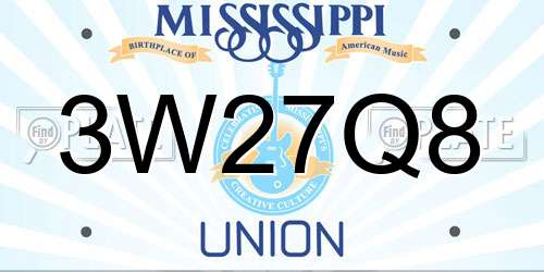3W27Q8 Mississippi License Plate