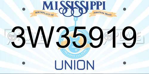 3W35919 Mississippi License Plate