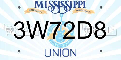 3W72D8 Mississippi License Plate