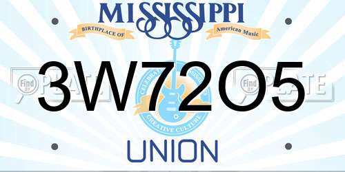 3W72O5 Mississippi License Plate
