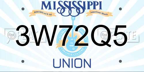 3W72Q5 Mississippi License Plate