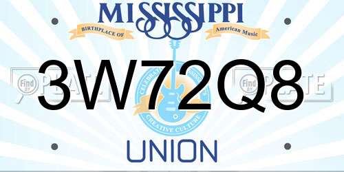 3W72Q8 Mississippi License Plate