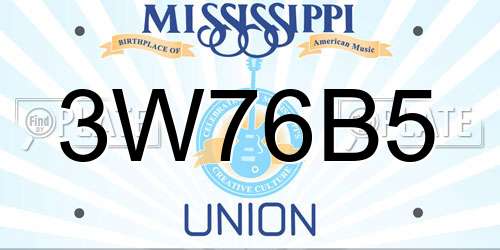 3W76B5 Mississippi License Plate
