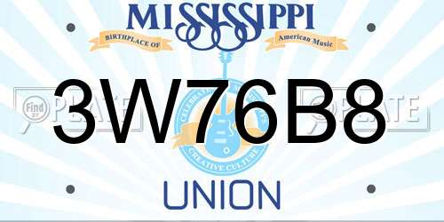 3W76B8 Mississippi License Plate