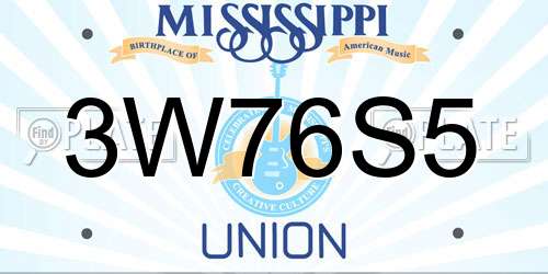 3W76S5 Mississippi License Plate