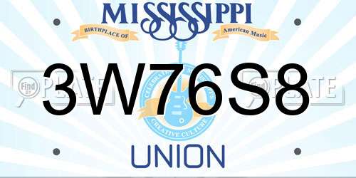 3W76S8 Mississippi License Plate