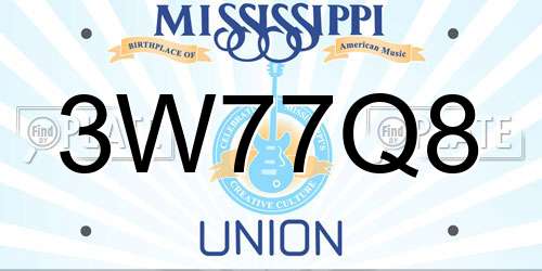 3W77Q8 Mississippi License Plate