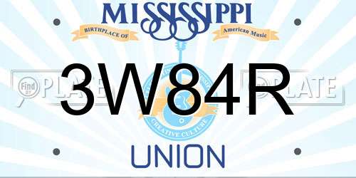 3W84R Mississippi License Plate