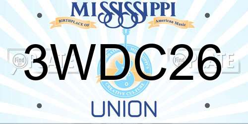 3WDC26 Mississippi License Plate