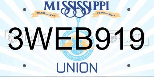 3WEB919 Mississippi License Plate