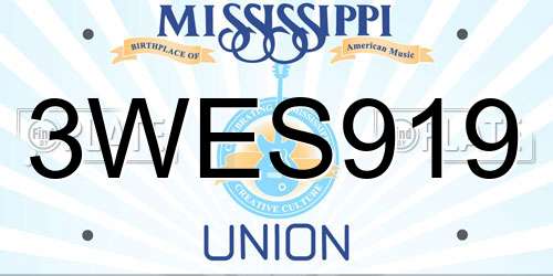 3WES919 Mississippi License Plate
