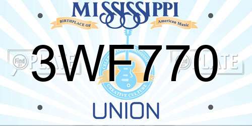3WF770 Mississippi License Plate