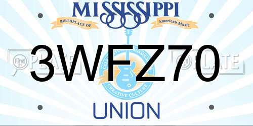 3WFZ70 Mississippi License Plate