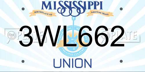 3WL662 Mississippi License Plate