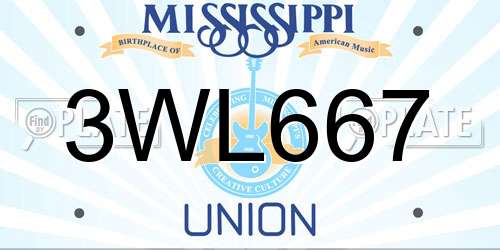 3WL667 Mississippi License Plate