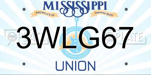 3WLG67 Mississippi License Plate