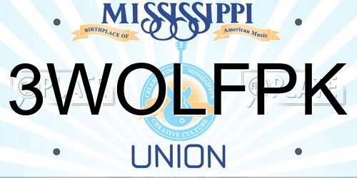 3WOLFPK Mississippi License Plate