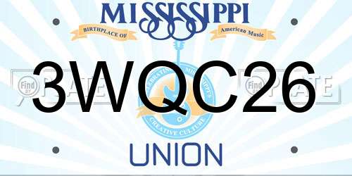 3WQC26 Mississippi License Plate