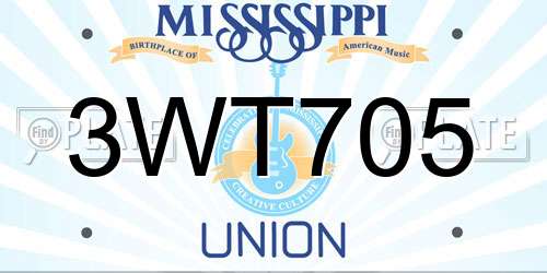 3WT705 Mississippi License Plate