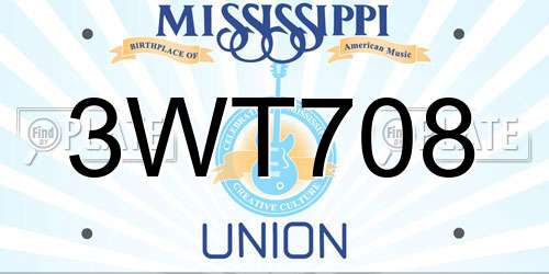 3WT708 Mississippi License Plate