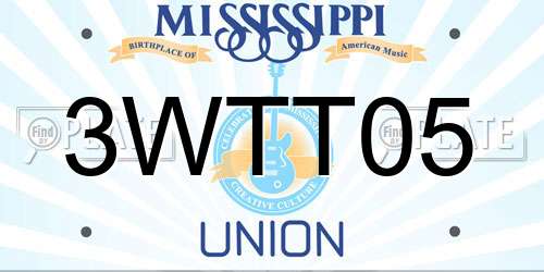 3WTT05 Mississippi License Plate