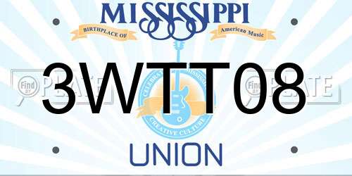 3WTT08 Mississippi License Plate