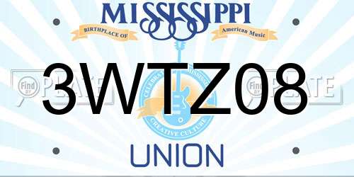 3WTZ08 Mississippi License Plate