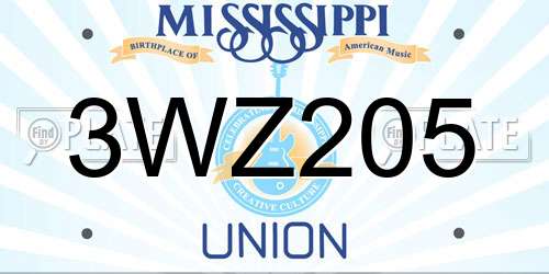 3WZ205 Mississippi License Plate