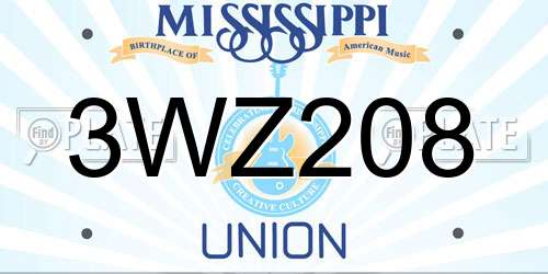3WZ208 Mississippi License Plate