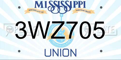 3WZ705 Mississippi License Plate