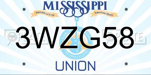3WZG58 Mississippi License Plate