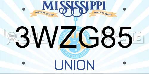 3WZG85 Mississippi License Plate