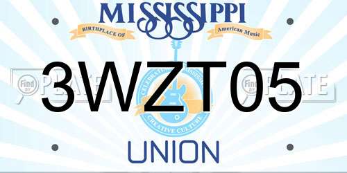 3WZT05 Mississippi License Plate