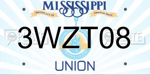 3WZT08 Mississippi License Plate