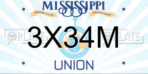 3X34M Mississippi License Plate