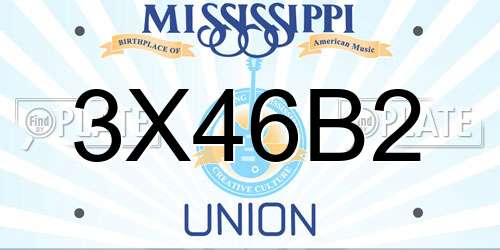 3X46B2 Mississippi License Plate