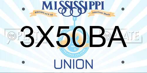 3X50BA Mississippi License Plate