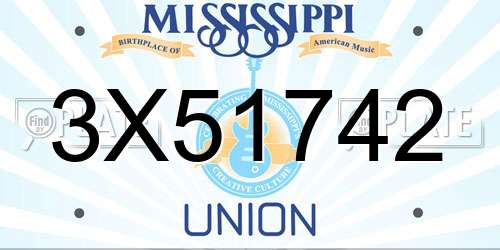 3X51742 Mississippi License Plate
