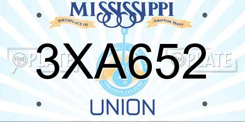 3XA652 Mississippi License Plate