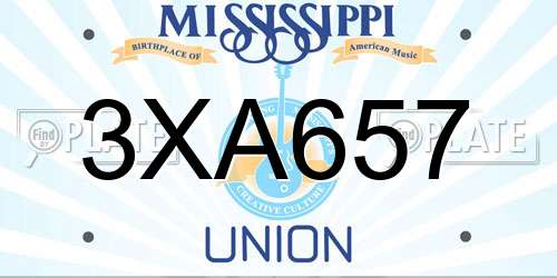 3XA657 Mississippi License Plate