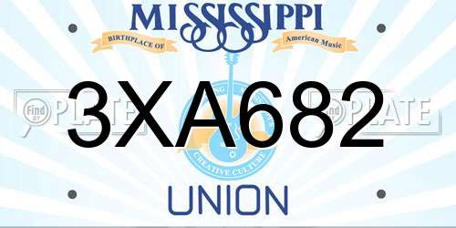 3XA682 Mississippi License Plate