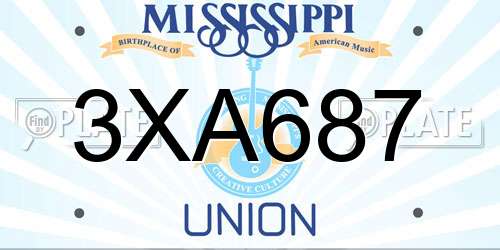 3XA687 Mississippi License Plate